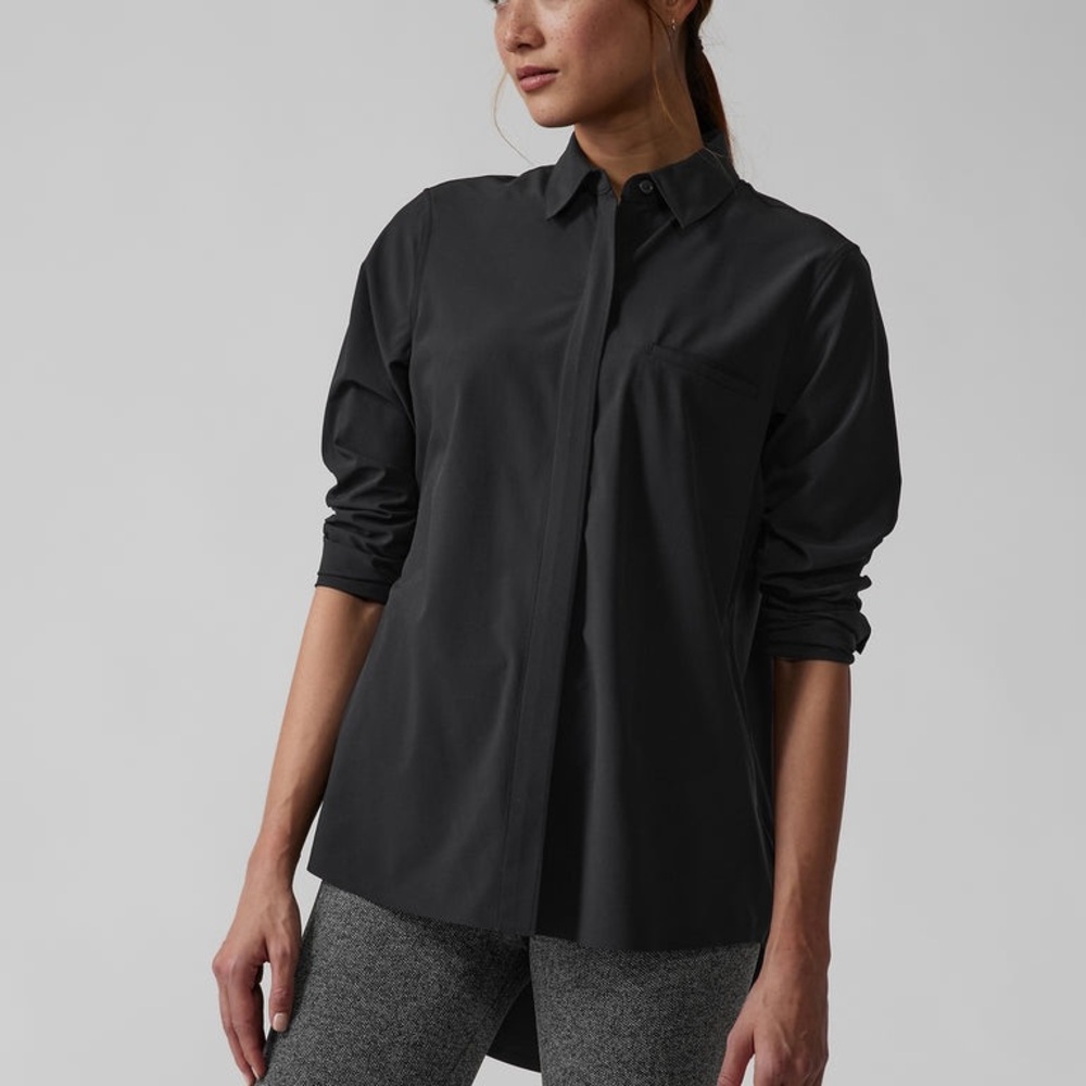 Athleta Black Button Down Urbanite Top